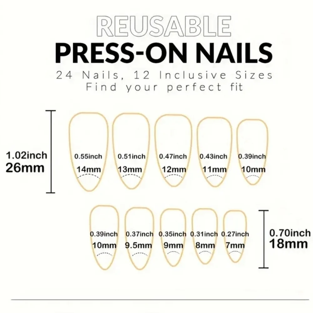 24 Pieces Fake Press On Nails